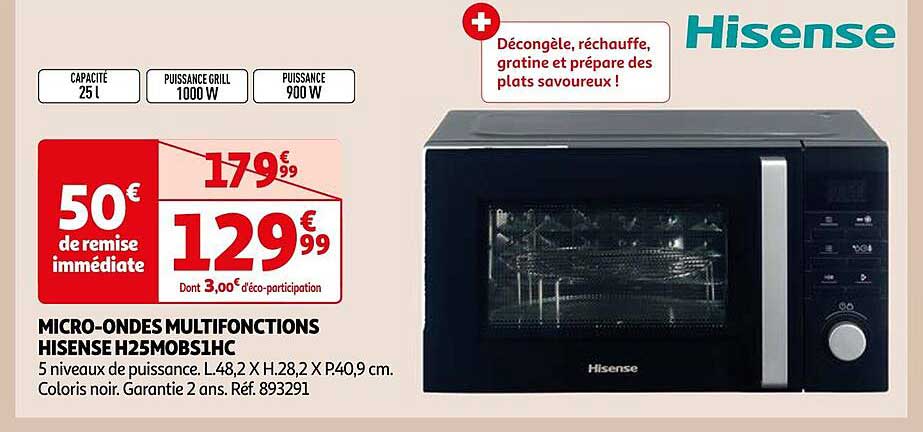 micro-ondes multifonctions hisense h25mobs1hc