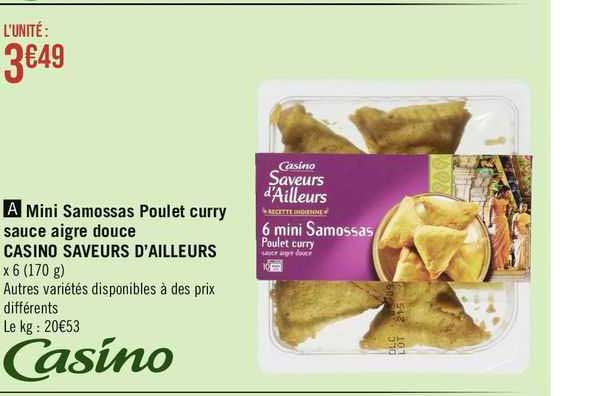 mini samossas poulet curry sauce aigre douce casino saveurs d'ailleurs