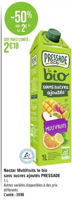 Nectar Multifruits Le Bio Sans Sucres Ajoutés Pressade