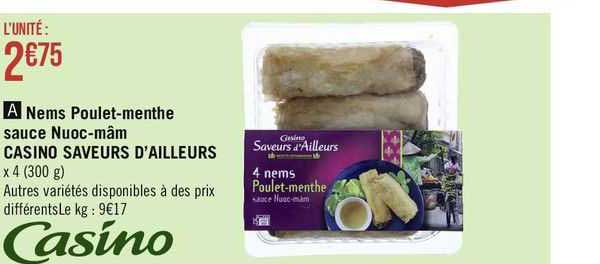 nems poulet-menthe sauce nuoc-mâm casino saveurs d'ailleurs