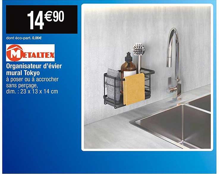 metaltex organisateur d'évier mural tokyo