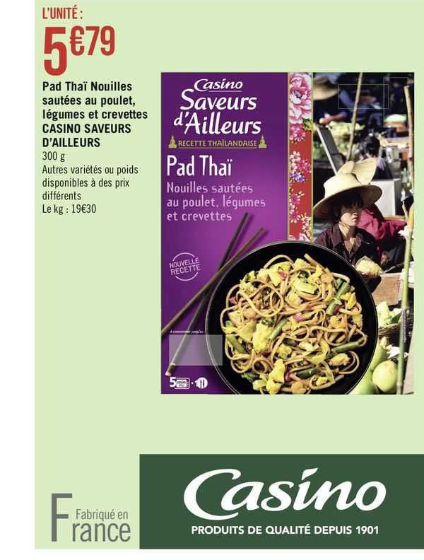 pad thaï nouilles sautées au poulet, légumes et crevettes casino saveurs d'ailleurs