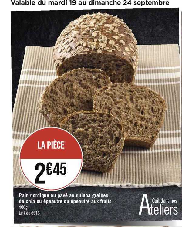 pain nordique ou pavé au quinoa graines de chia ou épeautre ou épeautre aux fruits