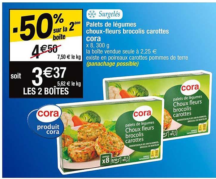 palets de légumes choux-fleurs brocolis carottes cora