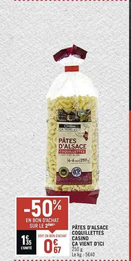 pâtes d'alsace coquillettes casino ça vient d'ici