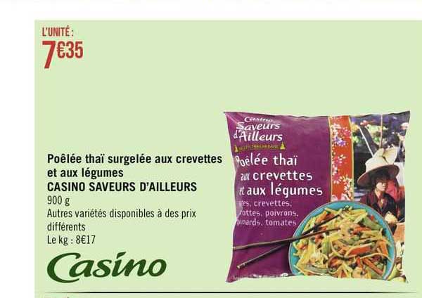 poêlée thaï surgelée aux crevettes et aux légumes casino saveurs d'ailleurs