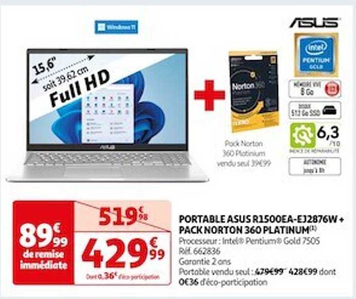 portable asus r1500ea-ej2876w + pack norton 360 platinum