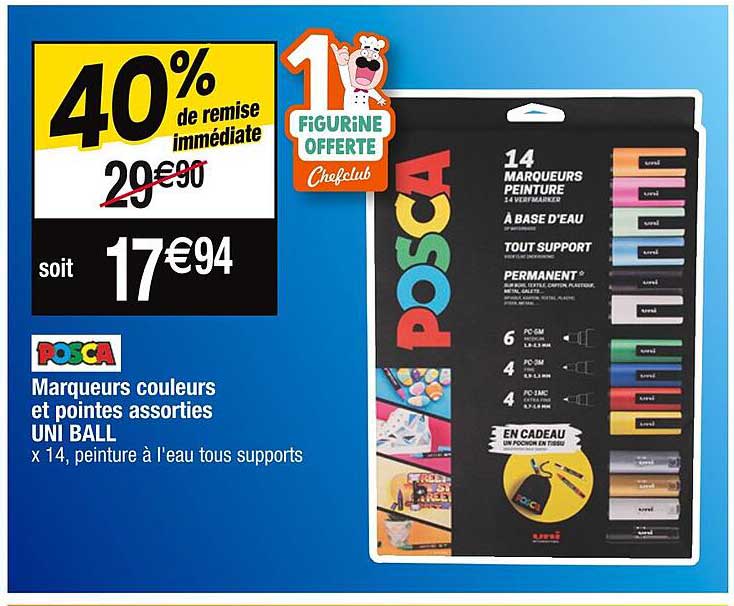 posca marqueurs couleurs et pointes assorties uni ball
