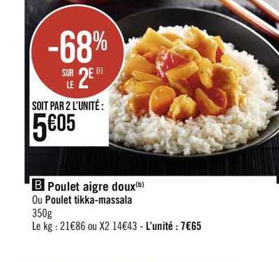 poulet aigre doux ou poulet tikka-massala