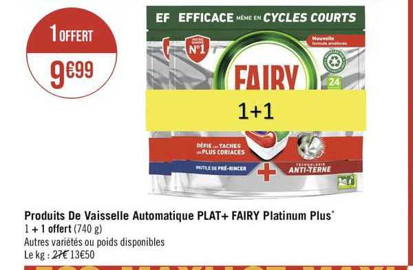 Produits De Vaisselle Automatique Plat+ Fairy Platinum Plus