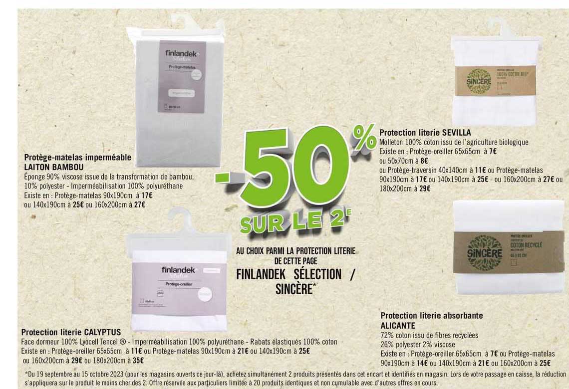 protège-matelas imperméable laiton bambou, protection literie calyptus finlandek, protection literie sevilla, protection literie absorbante alicante sincère