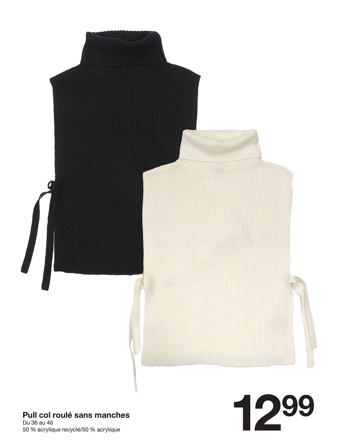 pull col roulé sans manches