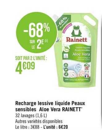recharge lessive liquide peaux sensibles aloe vera rainett