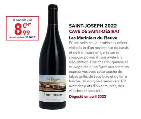saint-joseph 2022 cave de saint-désirant les mariniers du fleuve