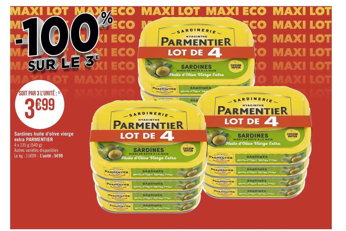 Sardines Huile D'olive Vierge Extra Parmentier