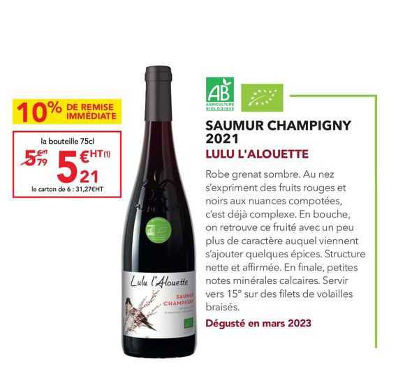 saumur champigny 2021 lulu l'alouette