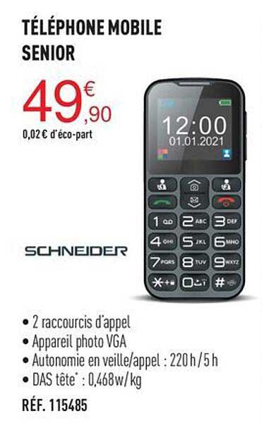 schneider téléphone mobile senior