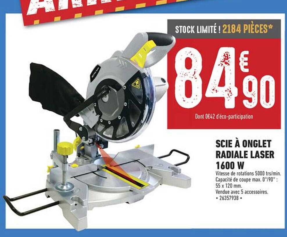 Scie à Onglet Radiale Laser 1600 W