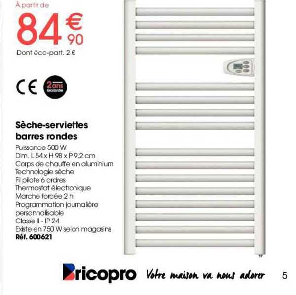 sèche-serviettes barres rondes