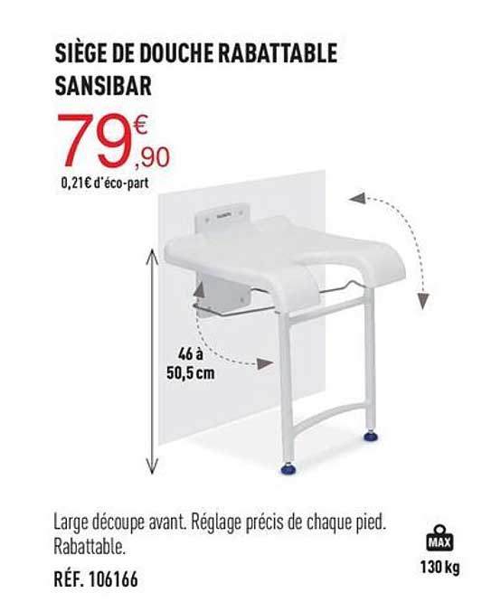siège de douche rabattable sansibar