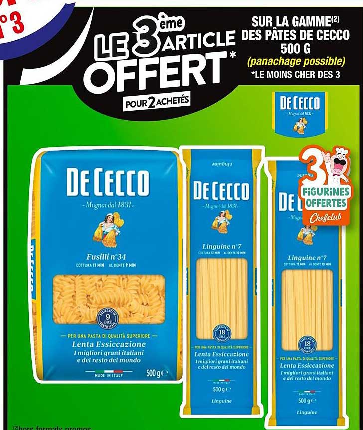 sur la gamme des pâtes de cecco