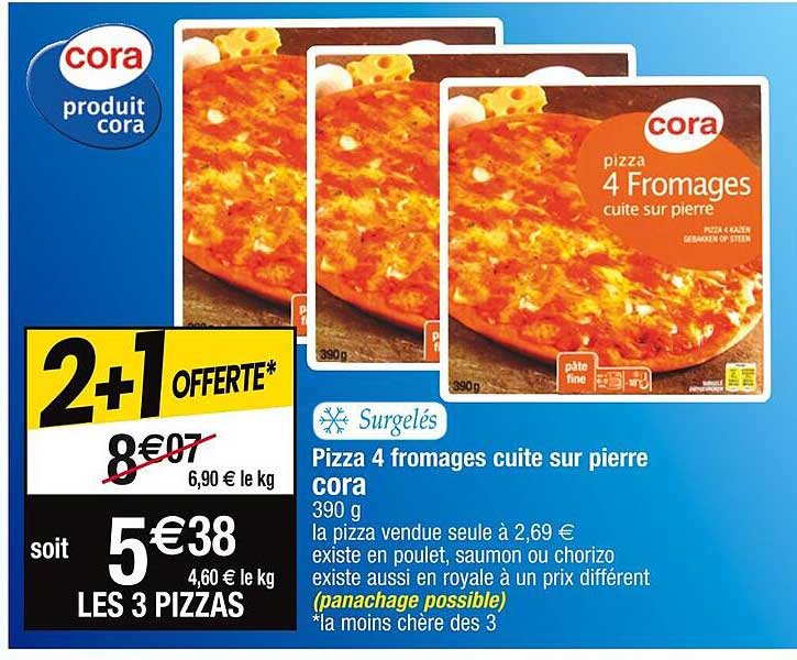 Surgelés Pizza 4 Fromages Cuite Sur Pierre Cora