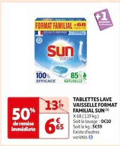 tablettes lave vaisselle format familial sun