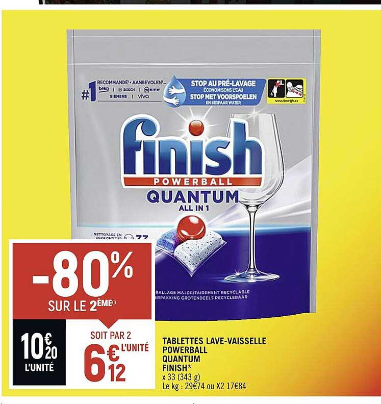 tablettes lave-vaisselle powerball quantum finish