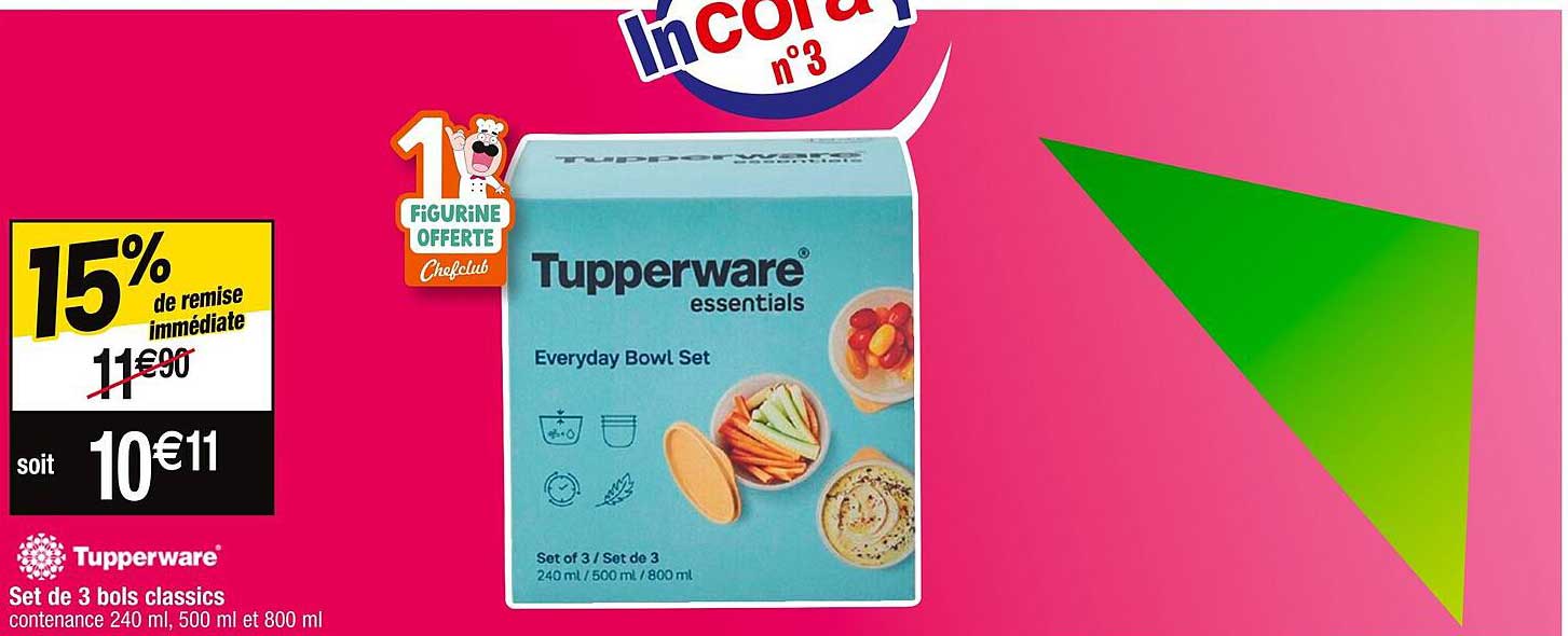 tupperware set de 3 bols classics
