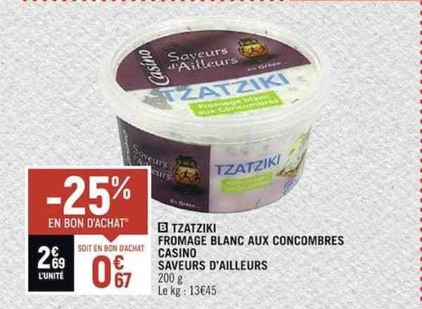 tzatziki fromage blanc aux concombres casino saveurs d'ailleurs