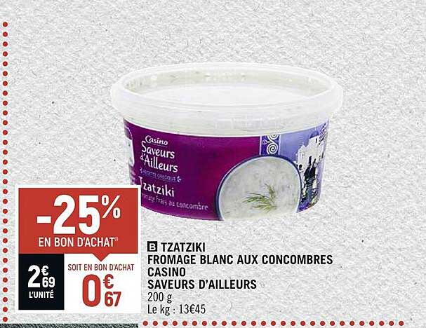 tzatziki fromage blanc aux concombres casino saveurs d'ailleurs