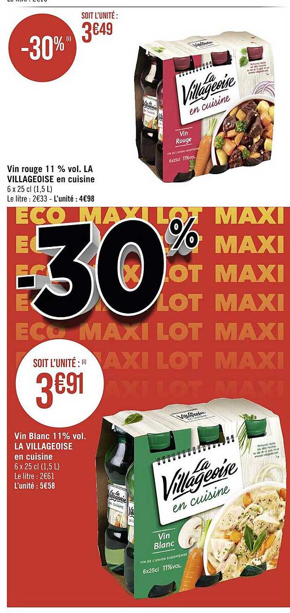 vin blanc 11% vol. la villageoise en cuisine