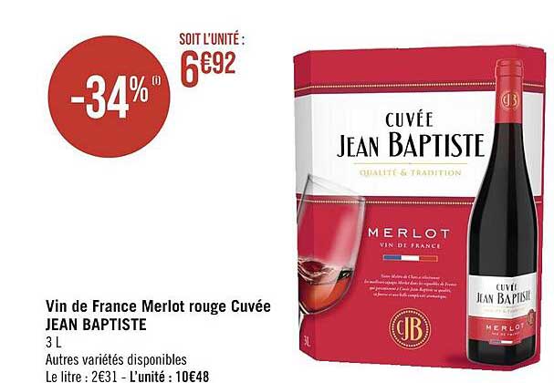 vin de france merlot rouge cuvée jean baptiste