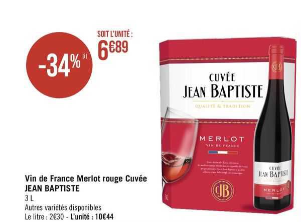 vin de france merlot rouge cuvée jean baptiste