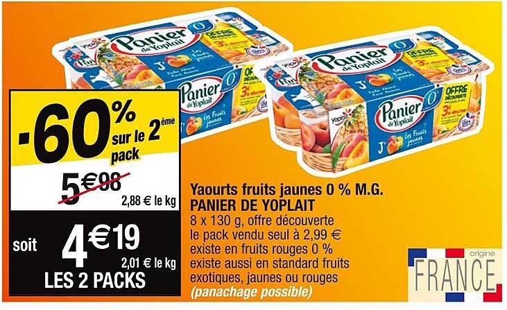 yaourts frutis jaunes 0% mg panier de yoplait