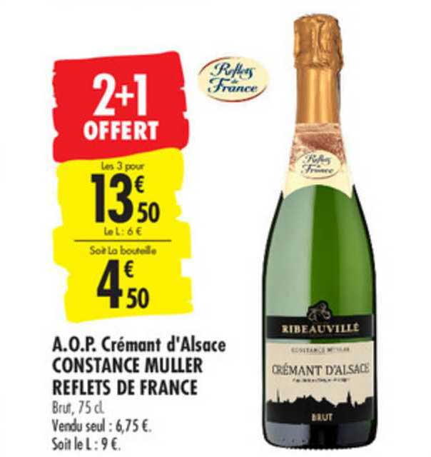 a.o.p. crémant d'alsace constance muller reflets de france 2+1 offert