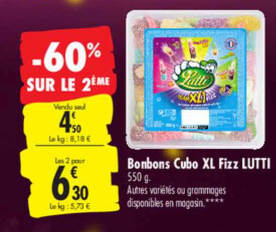 bonbons cubo xl fizz lutti -60% sur le 2ème