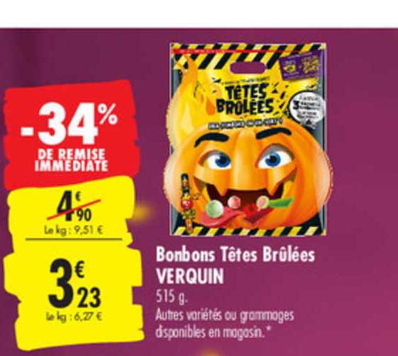Bonbons Têtes Brûlées Verquin -34% De Remise Immédiate