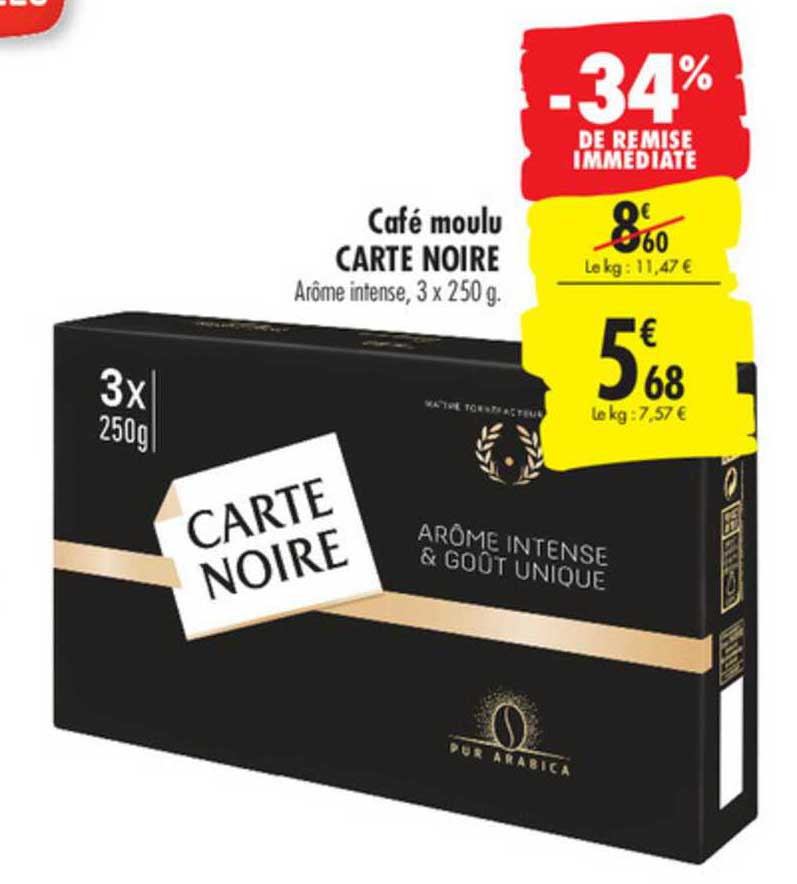 Café Moulu Carte Noire -34% De Remise Immédiate
