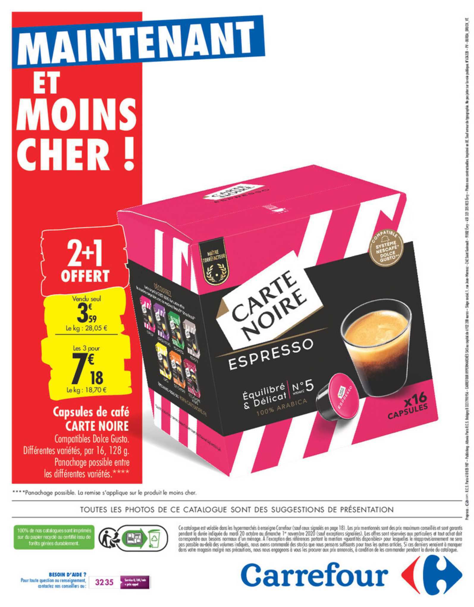 Capsules De Café Carte Noire 2+1 Offert