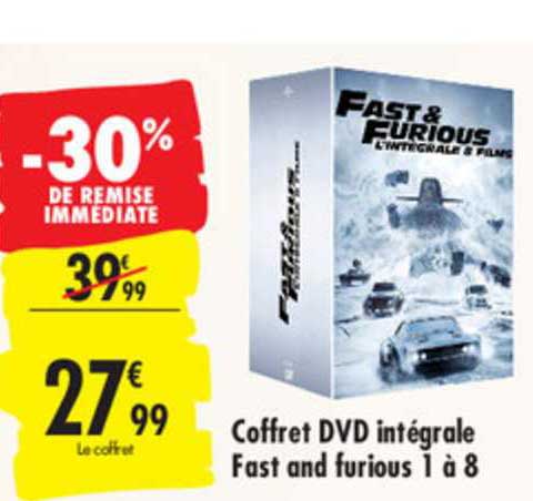 coffret dvd intégrale fast and furious 1 à 8 -30% de remise immédiate