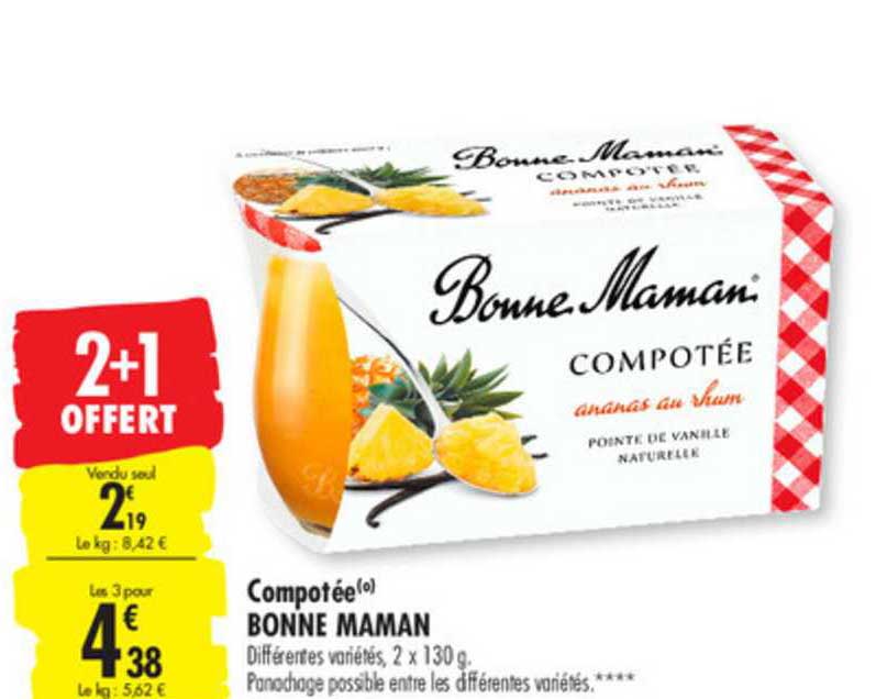 compotée bonne maman 2+1 offert
