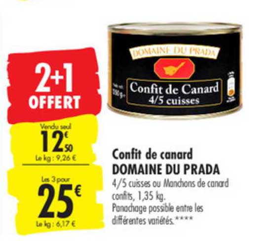 confit de canard domaine du prada 2+1 offert