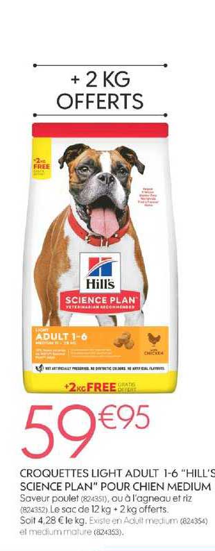 croquettes light adult 1 6 hill's science plan pour chien medium