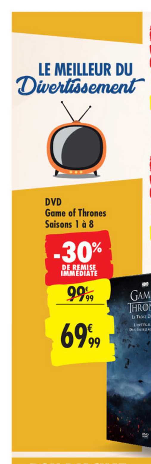 dvd game of thrones saisons 1 à 8 -30% de remise immédiate