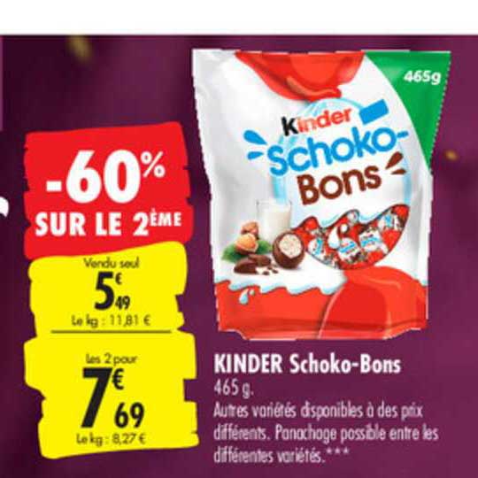 Kinder Schoko Bons -60% Sur Le 2ème