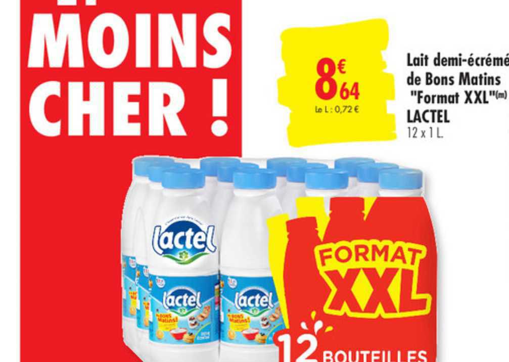 lait demi écrémé de bons matins "format xxl" lactel