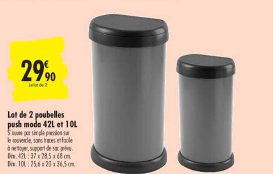 Lot De 2 Poubelles Push Moda 42l Et 10l