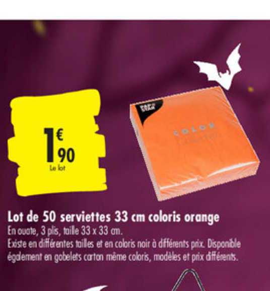 lot de 50 serviettes 33 cm coloris orange