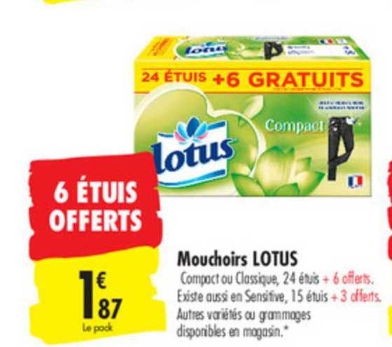 Mouchoirs Lotus 6 étuis Offerts